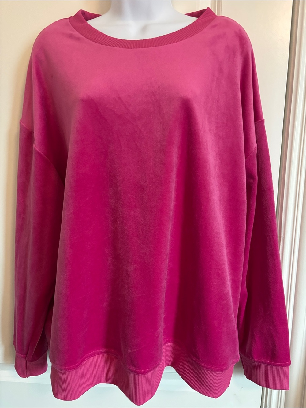 Women's Oversized plush Velvet Sweatshirt - Hot Pink Large #176Ss